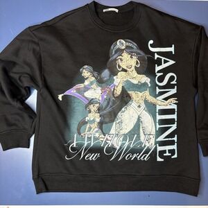 ZARA Disney Jasmine Sweatshirt Black Crewneck Princess‎ Y2K Girlhoodcore Alladin